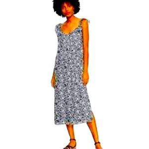 Loft Palm Leaves Flutter Strap Dress